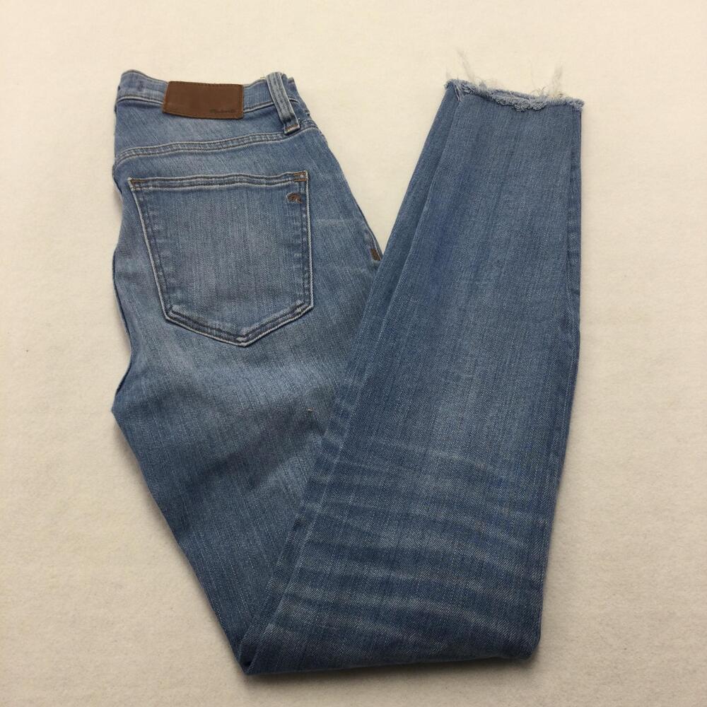 Madewell 9" High-Rise Skinny Jeans Womens 28 Blue Medium Wash Raw Hem Distressed